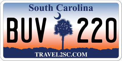 SC license plate BUV220
