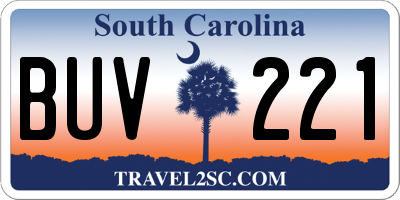 SC license plate BUV221