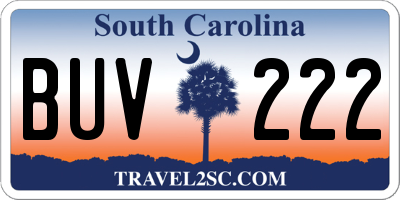SC license plate BUV222