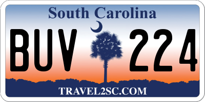SC license plate BUV224