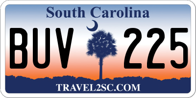 SC license plate BUV225