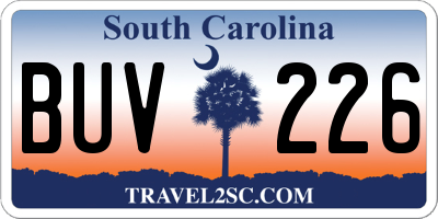 SC license plate BUV226