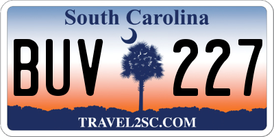 SC license plate BUV227
