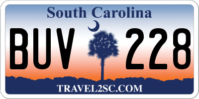 SC license plate BUV228