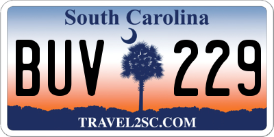 SC license plate BUV229