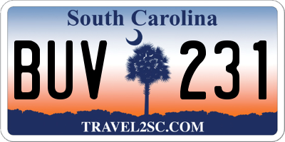 SC license plate BUV231
