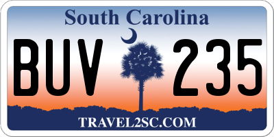 SC license plate BUV235