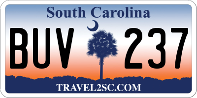 SC license plate BUV237