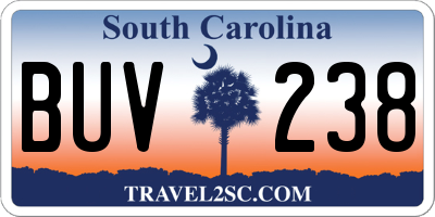 SC license plate BUV238