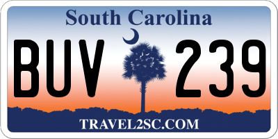 SC license plate BUV239
