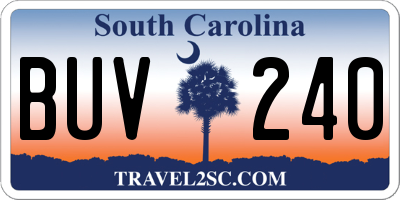 SC license plate BUV240
