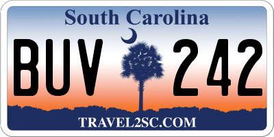 SC license plate BUV242