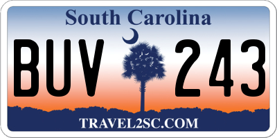 SC license plate BUV243