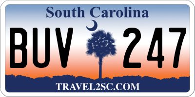 SC license plate BUV247