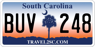 SC license plate BUV248