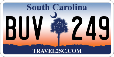 SC license plate BUV249
