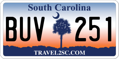 SC license plate BUV251
