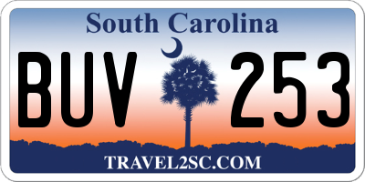 SC license plate BUV253