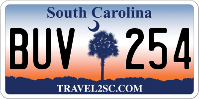 SC license plate BUV254
