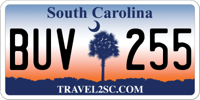 SC license plate BUV255