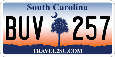 SC license plate BUV257