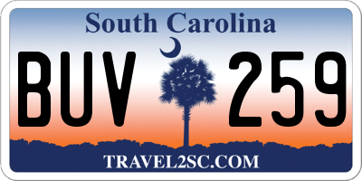 SC license plate BUV259
