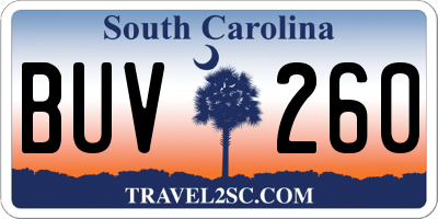 SC license plate BUV260