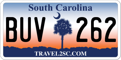 SC license plate BUV262