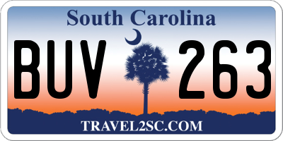 SC license plate BUV263