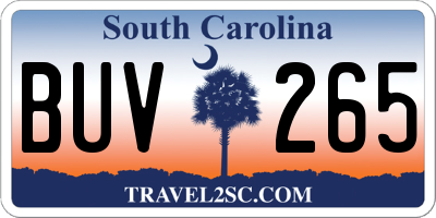 SC license plate BUV265