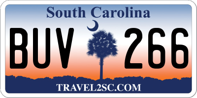 SC license plate BUV266
