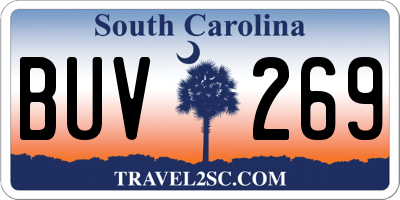 SC license plate BUV269