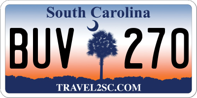 SC license plate BUV270