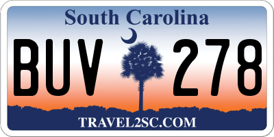 SC license plate BUV278