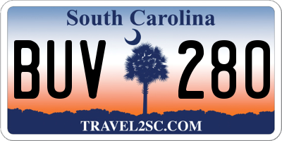 SC license plate BUV280