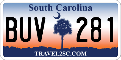 SC license plate BUV281