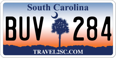 SC license plate BUV284