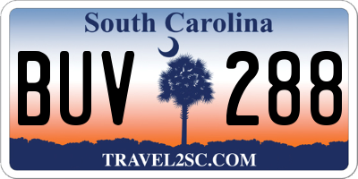SC license plate BUV288