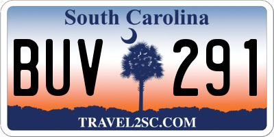 SC license plate BUV291
