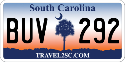 SC license plate BUV292