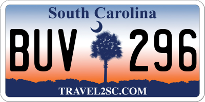 SC license plate BUV296