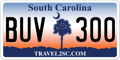 SC license plate BUV300
