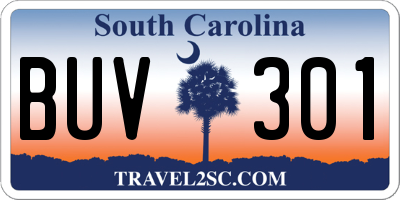SC license plate BUV301
