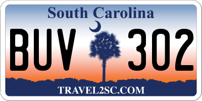 SC license plate BUV302
