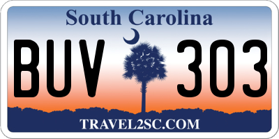 SC license plate BUV303