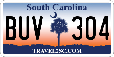 SC license plate BUV304