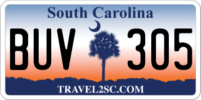 SC license plate BUV305