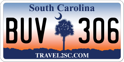 SC license plate BUV306