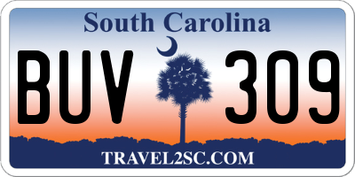 SC license plate BUV309