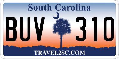 SC license plate BUV310